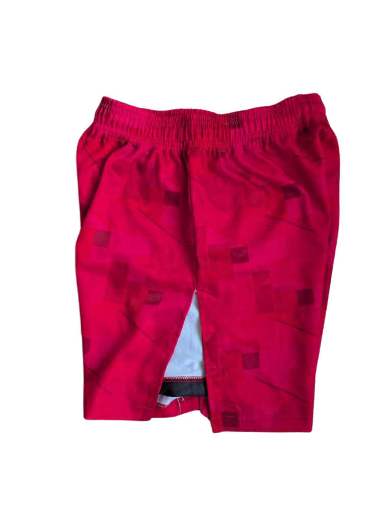 Red Block Split Shorts